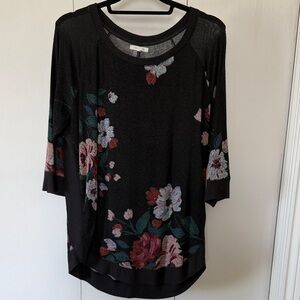 Maurices Black Floral Women's Blouse